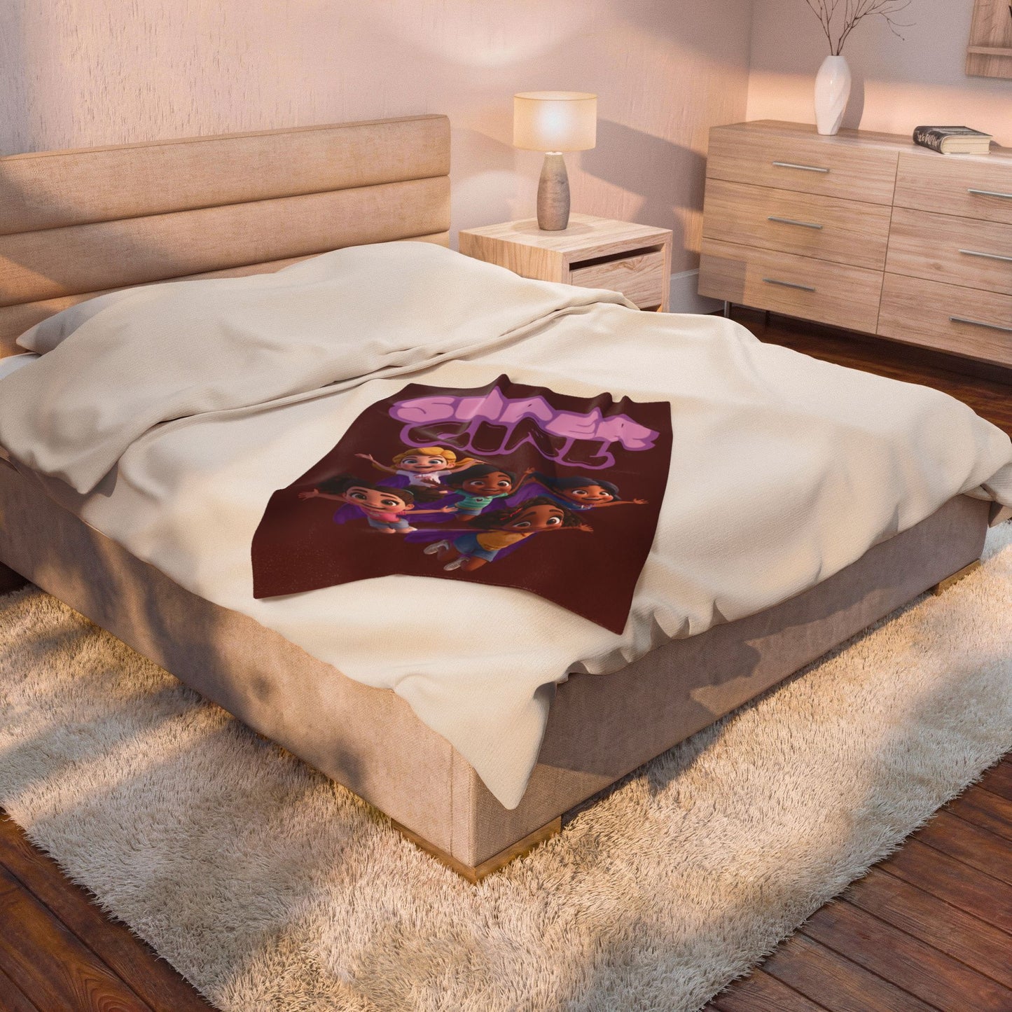 Super Girl Velveteen Plush Blanket — Kids’ Superhero Girls Throw