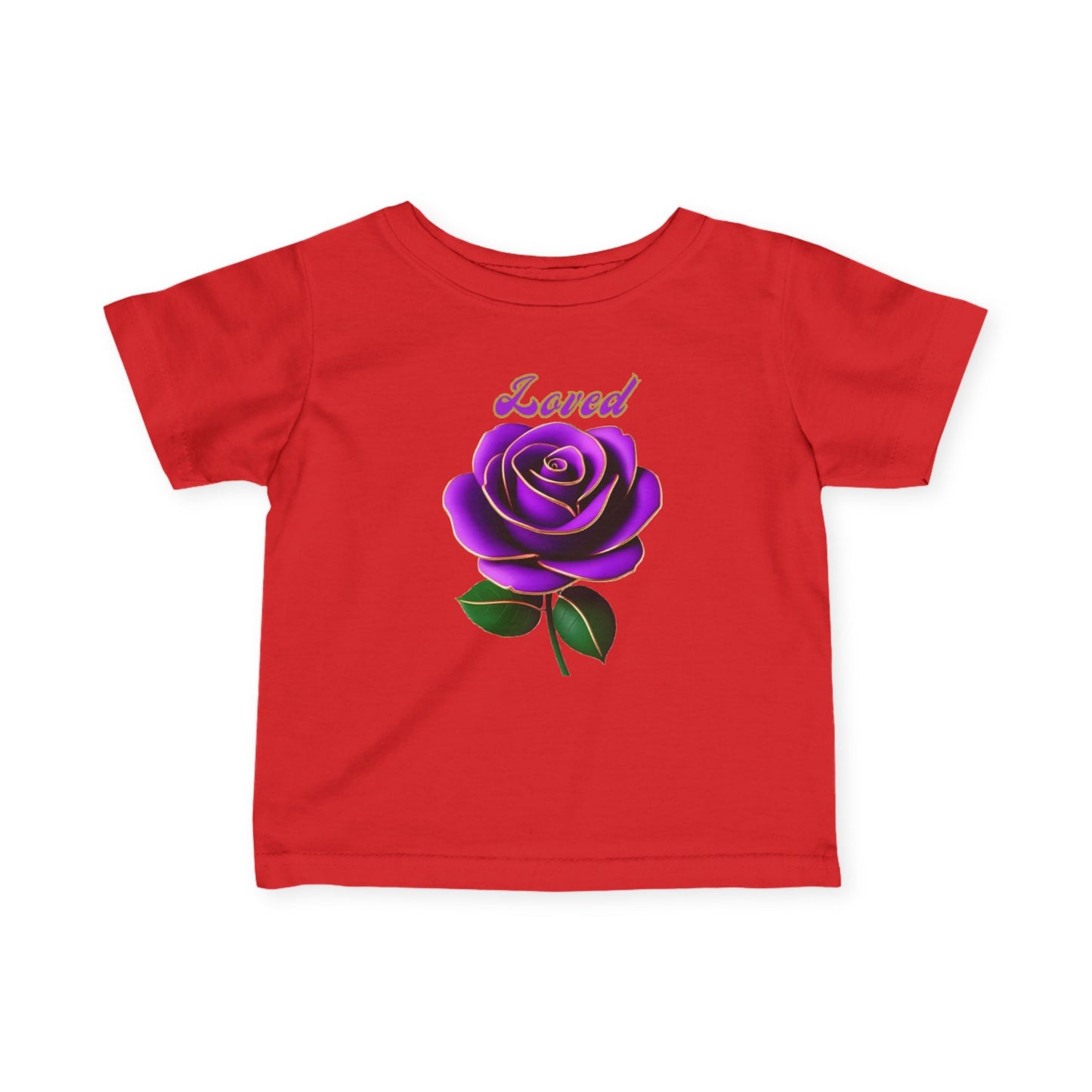 Loved Purple Rose Infant Tee — Gold-Trim Floral Baby Shirt