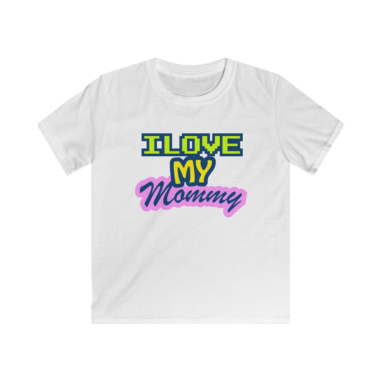 Kids T-Shirt — "I Love My Mommy" Retro Pixel Heart Design