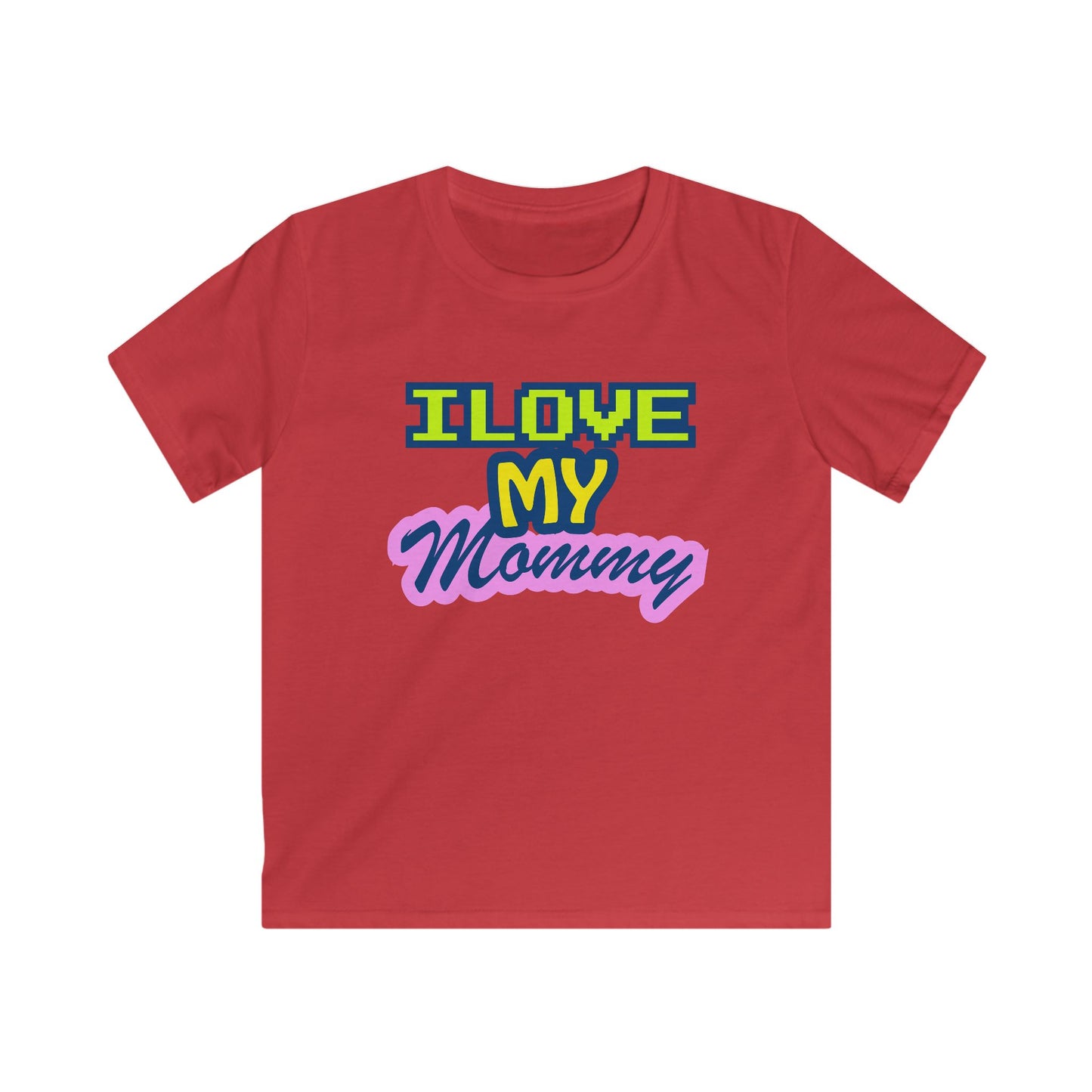 Kids T-Shirt — "I Love My Mommy" Retro Pixel Heart Design