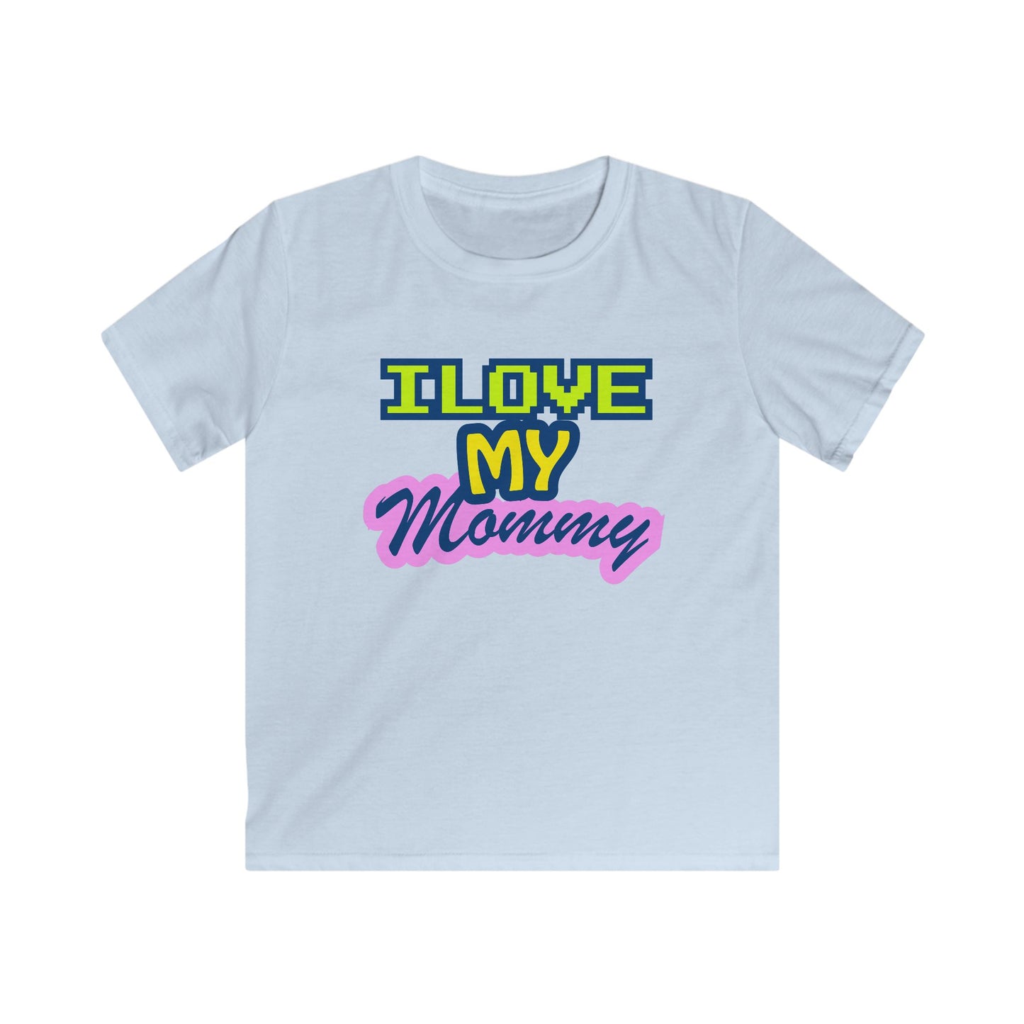 Kids T-Shirt — "I Love My Mommy" Retro Pixel Heart Design