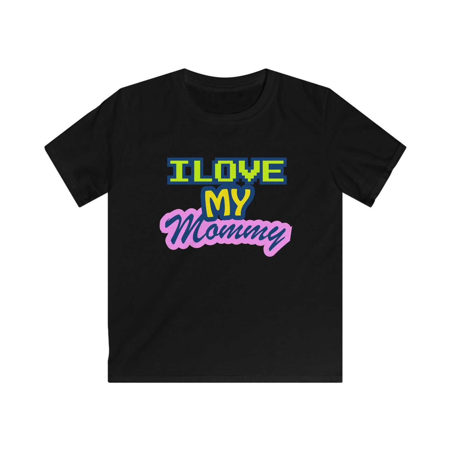 Kids T-Shirt — "I Love My Mommy" Retro Pixel Heart Design