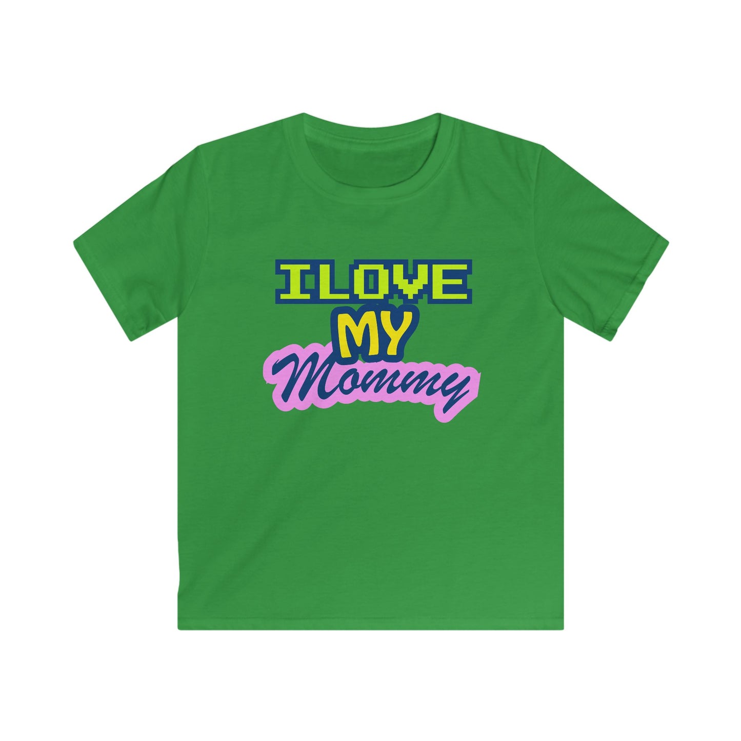 Kids T-Shirt — "I Love My Mommy" Retro Pixel Heart Design