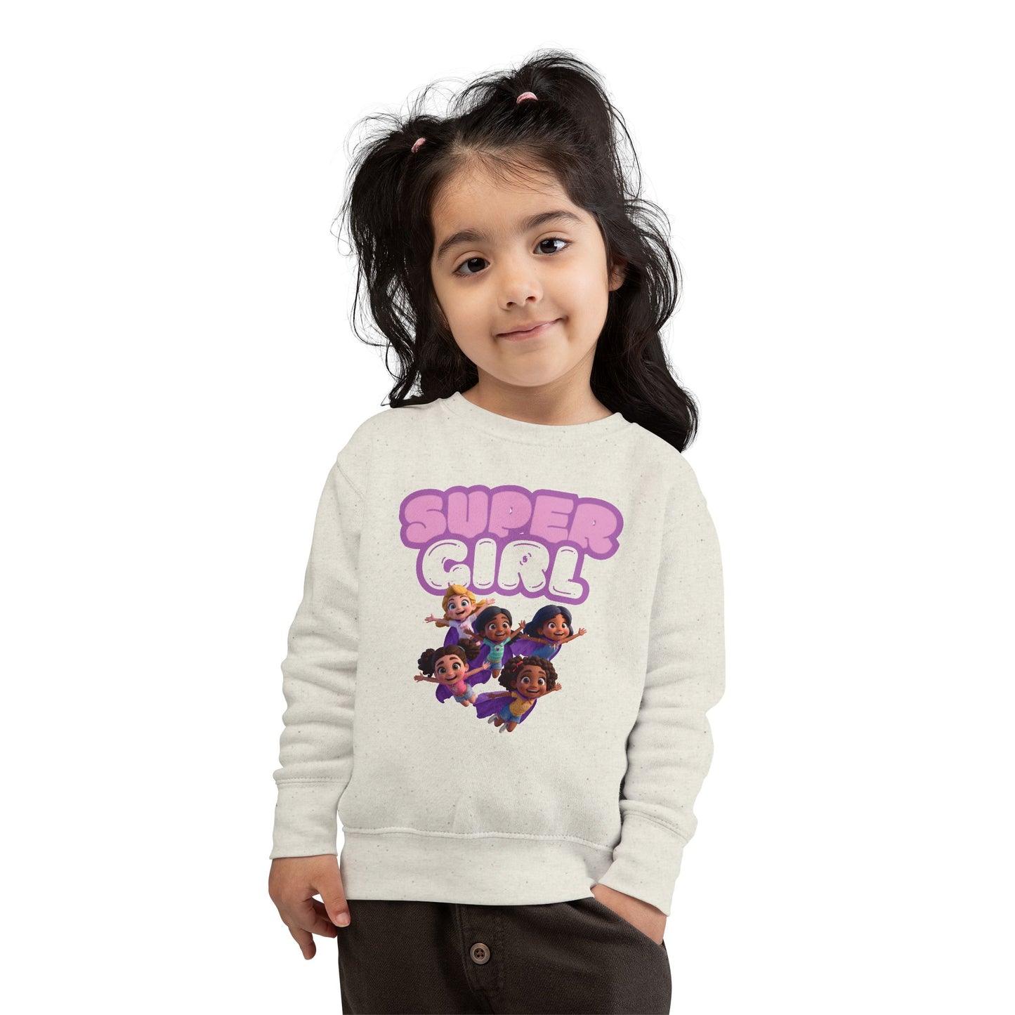 SuperGirl Toddler Sweatshirt — Cute Flying Superhero Graphic for Kids