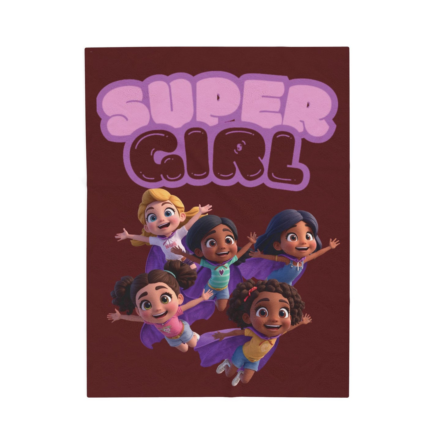 Super Girl Velveteen Plush Blanket — Kids’ Superhero Girls Throw