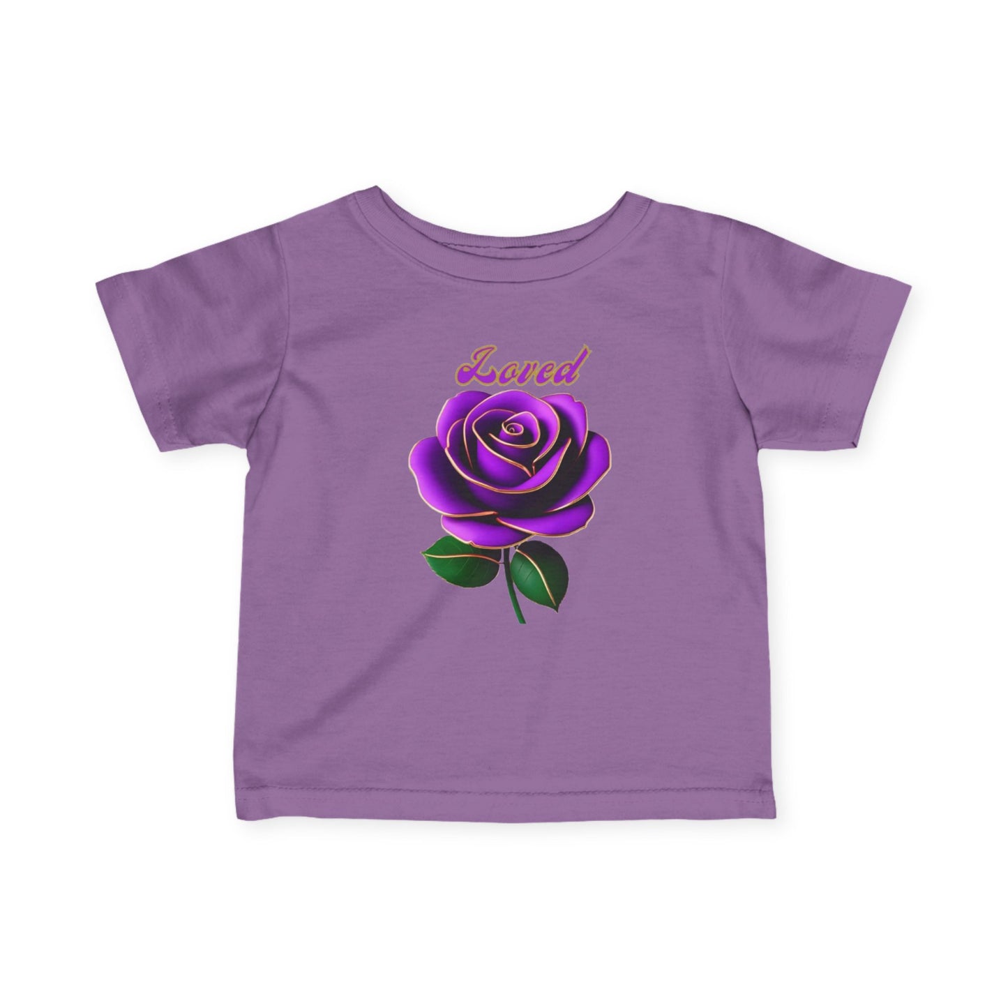 Loved Purple Rose Infant Tee — Gold-Trim Floral Baby Shirt