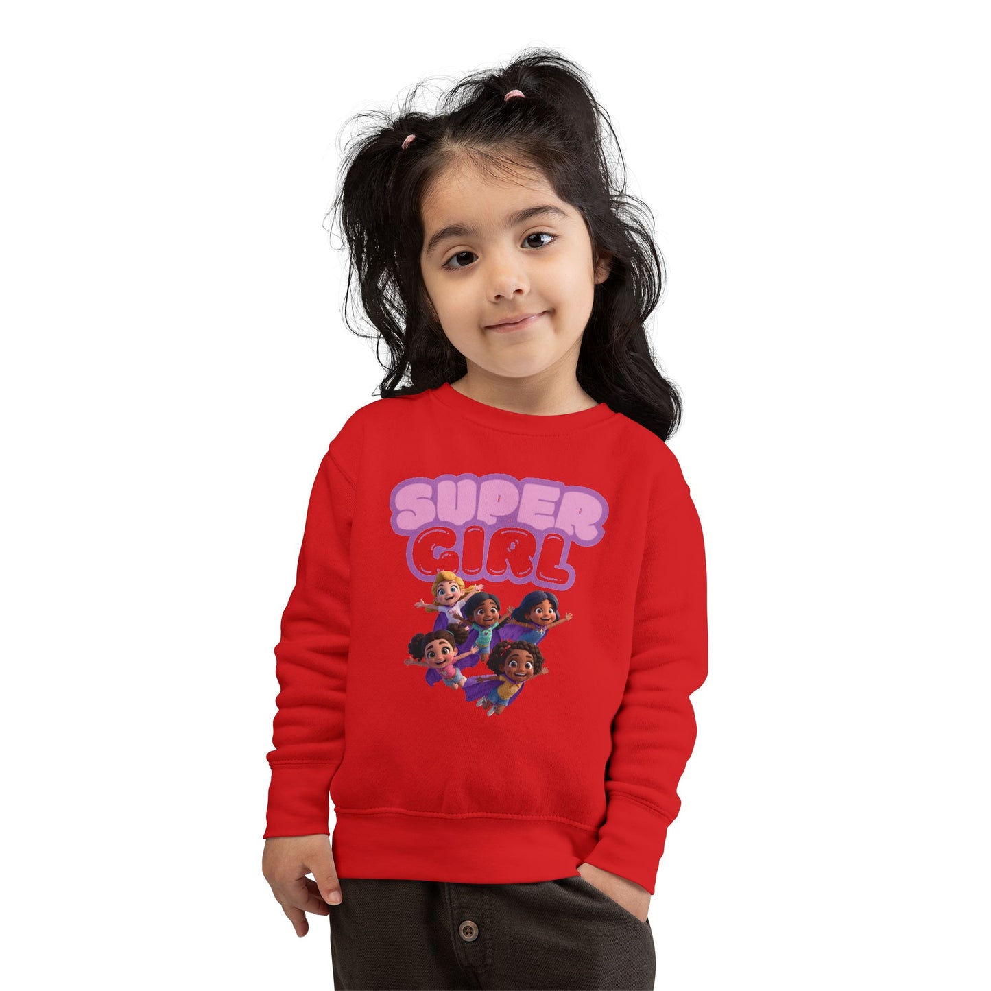 SuperGirl Toddler Sweatshirt — Cute Flying Superhero Graphic for Kids