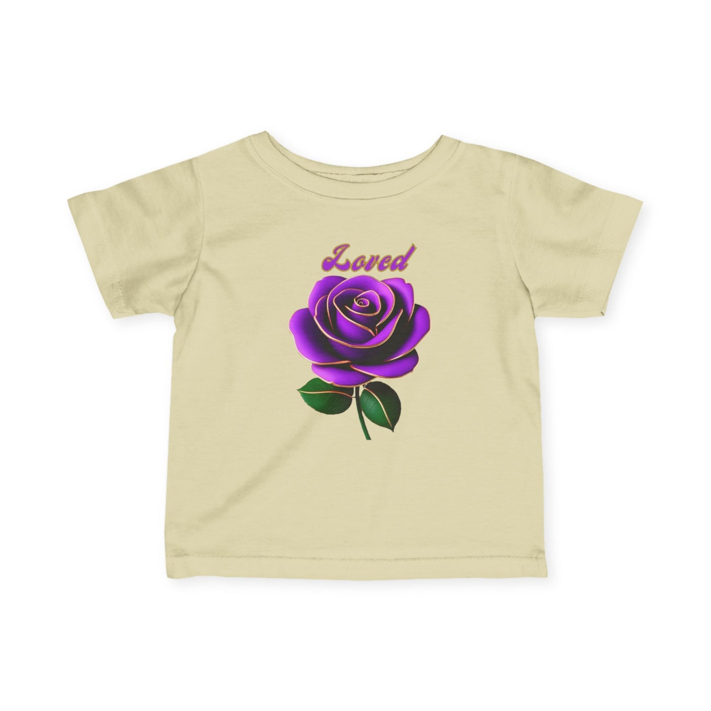 Loved Purple Rose Infant Tee — Gold-Trim Floral Baby Shirt