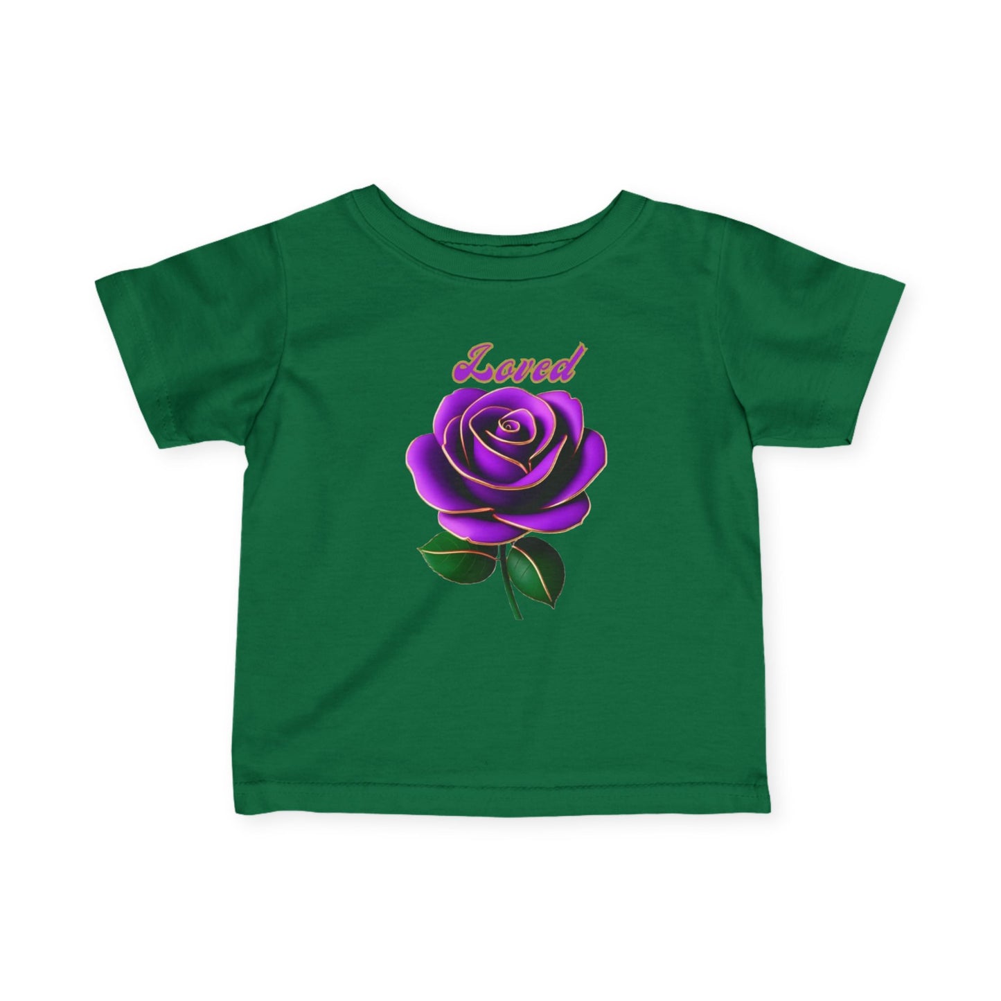 Loved Purple Rose Infant Tee — Gold-Trim Floral Baby Shirt