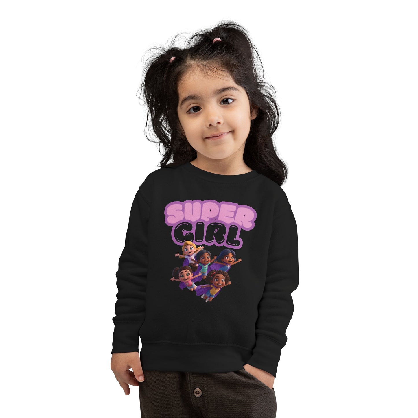SuperGirl Toddler Sweatshirt — Cute Flying Superhero Graphic for Kids