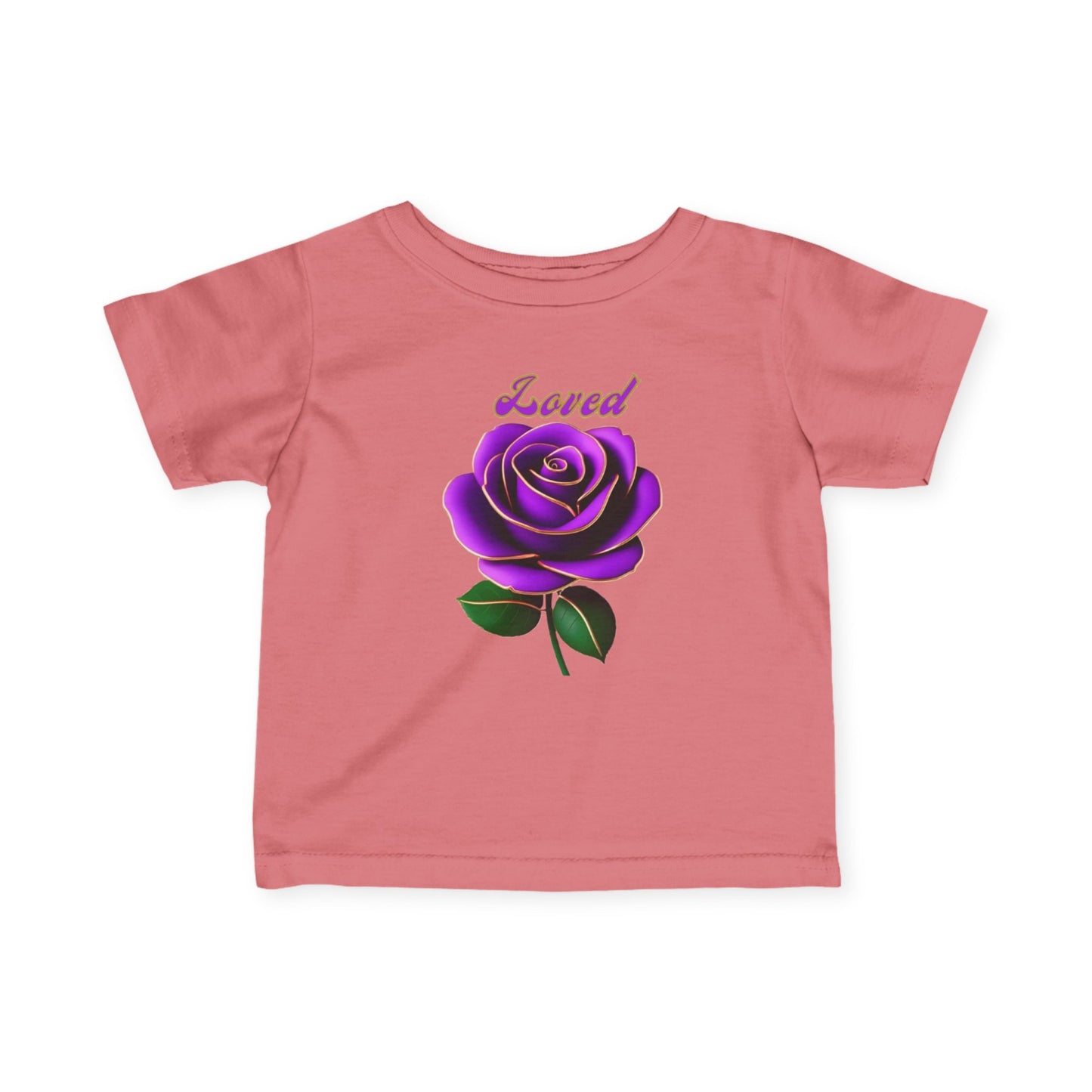 Loved Purple Rose Infant Tee — Gold-Trim Floral Baby Shirt