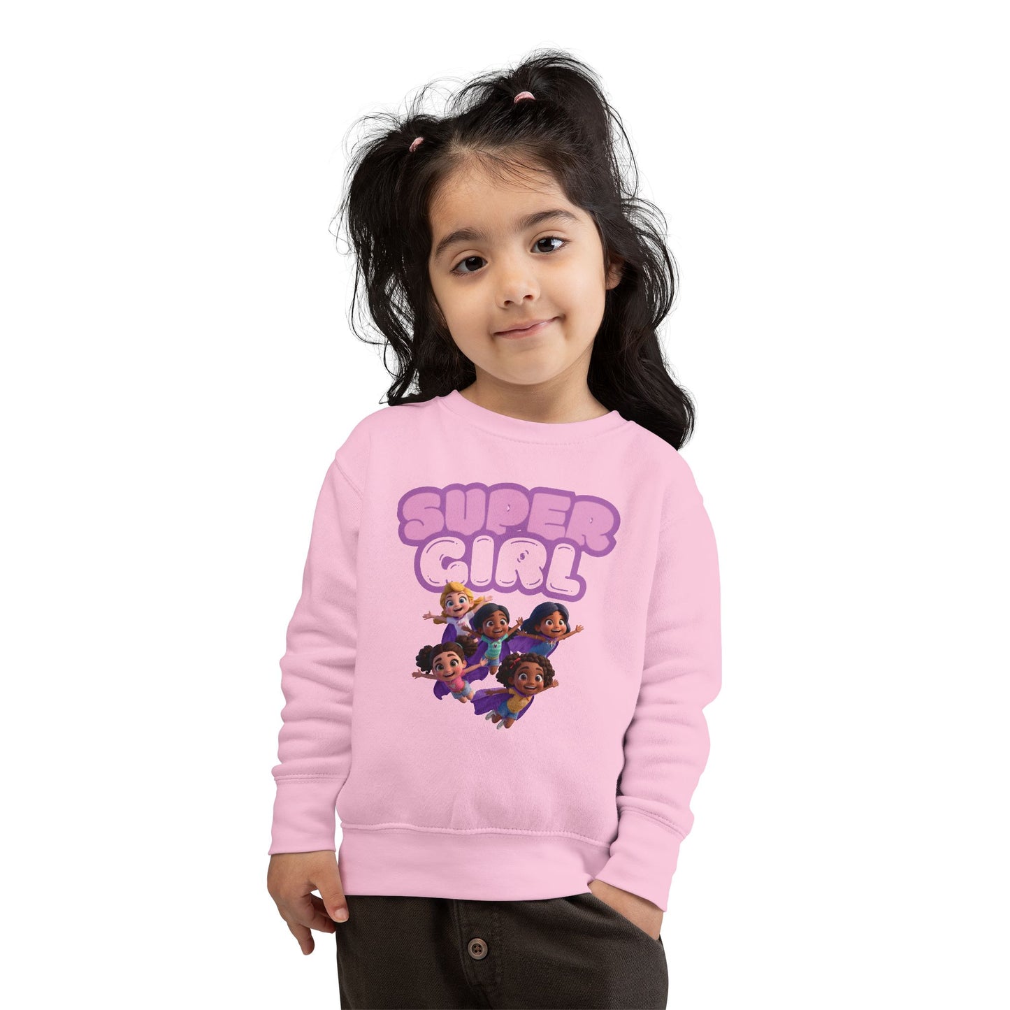 SuperGirl Toddler Sweatshirt — Cute Flying Superhero Graphic for Kids